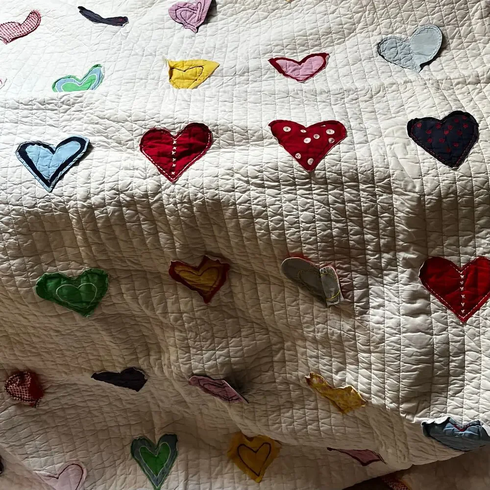 Hanna Andersson Heart Appliqué Crib Quilt